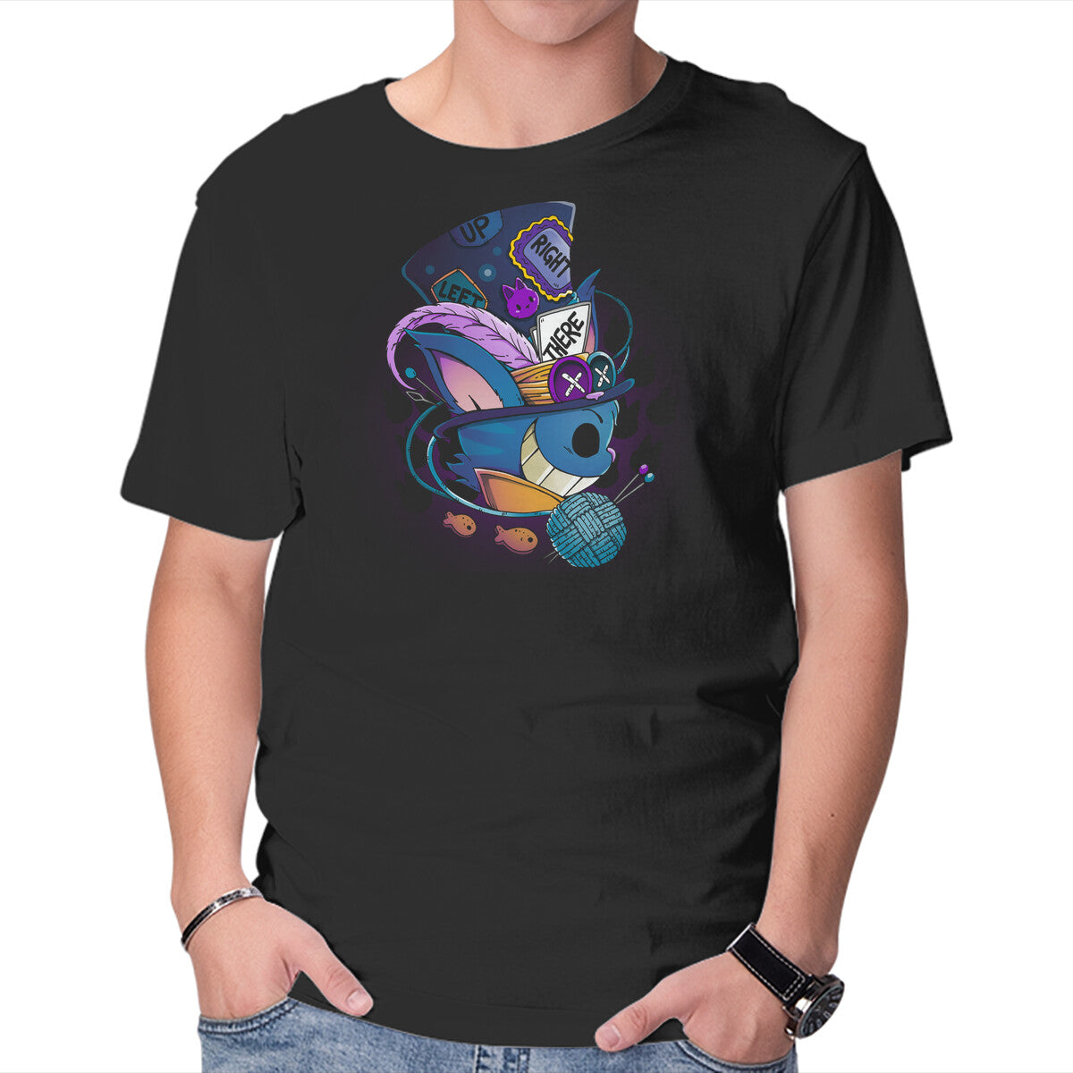Unisex Crew Neck T-Shirt Weird Hatter Graphic Short Sleeve Casual Tee M
