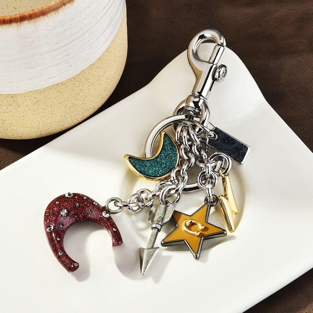 Flower Design Zinc Zinc Alloy Moon Stars Keyring Zinc Zinc Alloy Moon Stars Bags Pendant  Women Accessories