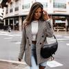 Tooxika Women's Autumn And Winter New Retro Double-breasted Plaid Print Small Suit Women's Mid-length Coat