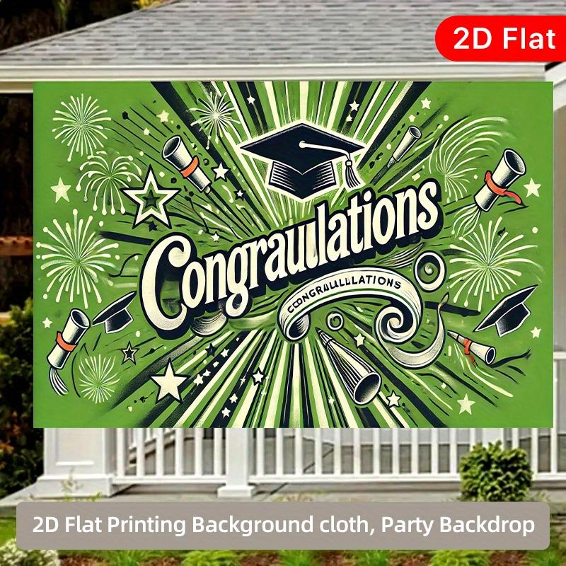 A 2D Flat Banner, Graduation Congratulatory Message, Polyester Fiber Party Backdrop, Suitable for Various Scenarios