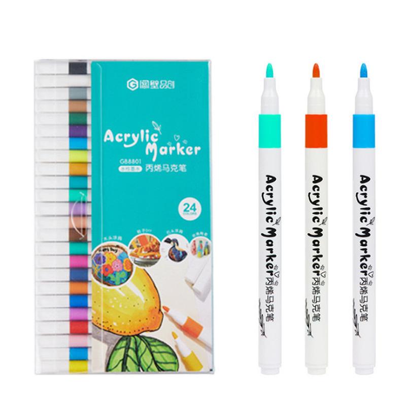 Acrylic Marker 12-80 Colors Pen Set for Draw Sketching Paint Art Markers Graffiti Stone Ceramic Glass Wood DIY Crafts Supplies