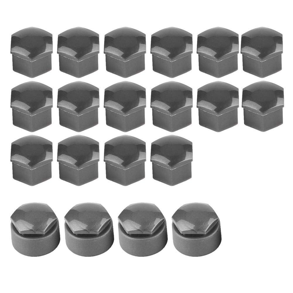 17mm Wheel Screw Cover Caps Set of 20 (16 Protectors + 4 Security-Style Locks) - Gray Replacement for Missing Lug Nut Covers, Fits Compatible Wheels,