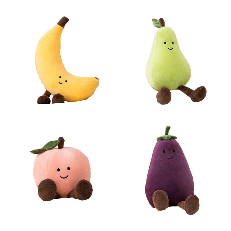 Adorable Fruit Party Plushies For Kids- Banana, Eggplant, Peach, And Pear Options!