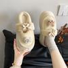 Fashion Cute Cartoon Plush Decoration Indoor Slippers Women 2025 Winter Sweet Bowknot Indoor Slippers Warm Short Plush Bedroom Slides