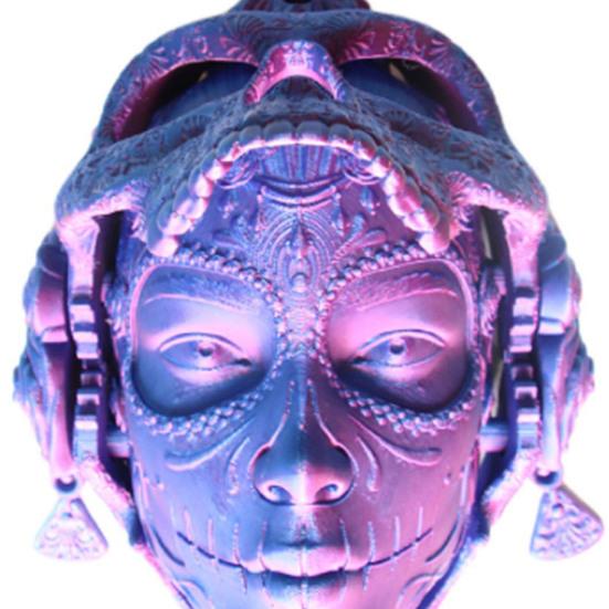 3D Printed Skull Head Statue Gothic Mechanical Skull Model Desktop Ornament for Halloween Home Decoration