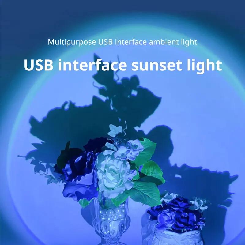 USB Sunset Lamp LED Rainbow Neon Night Light Projector Photography Wall Atmosphere Lighting for Bedroom Home Room USB Sunset Lam