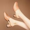 Square Toe Women's Slippers and Ladies Sandals Medium Heel Slides Summer 2025 Shoes Korea Style Footwear Trend On Offer New Shoe