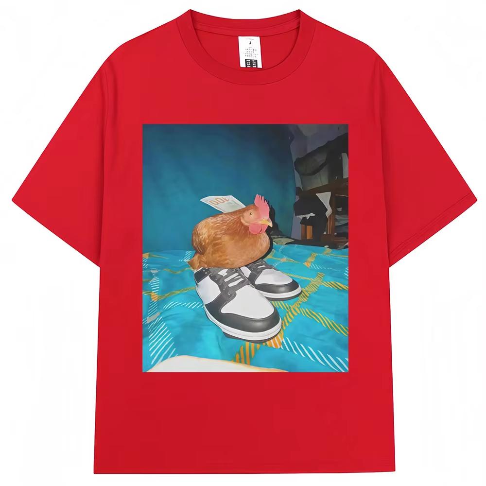 2026 New Summer Fun Dripping Chick Face Print High Quality Fashion Casual Breathable Unisexs Crepe Unisex And Unisex TShirt