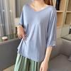 Korean Style V-Neck Batwing Sleeve Loose Top for Autumn and Spring