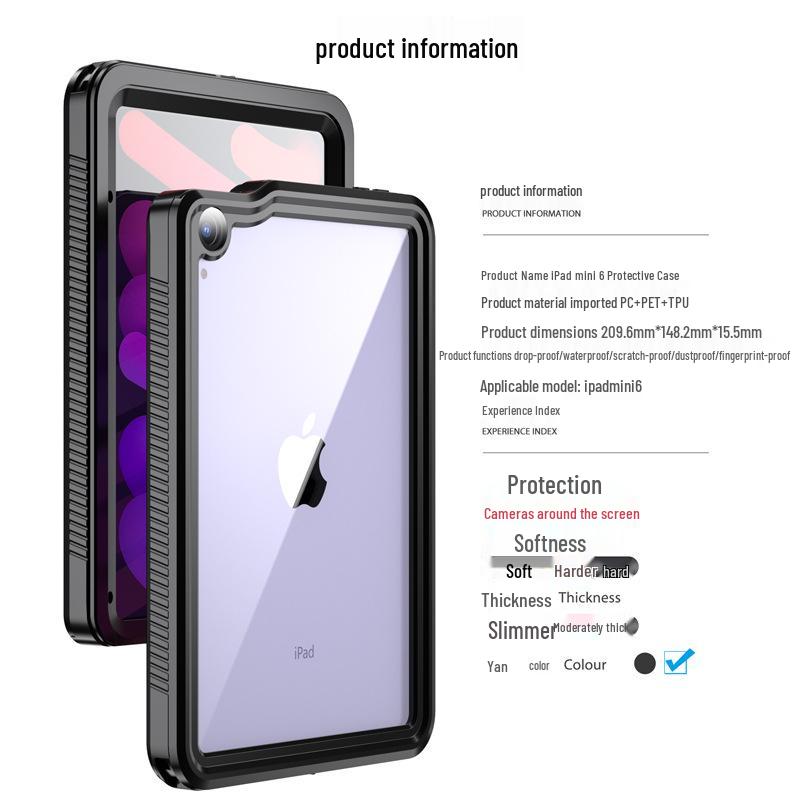 Waterproof & Drop-proof Transparent Protective Case for iPad Mini 6