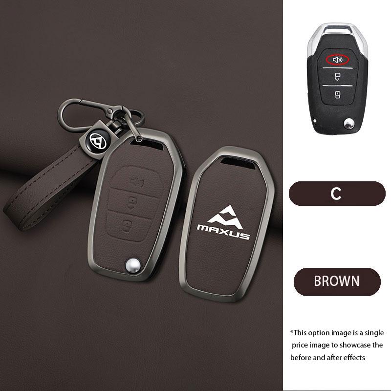 Interior Mouldings Zinc Alloy Leather Car Key Case Cover For SAIC MAXUS T60 Keychain Remote Auto Protection Guard Shell Fob Hold