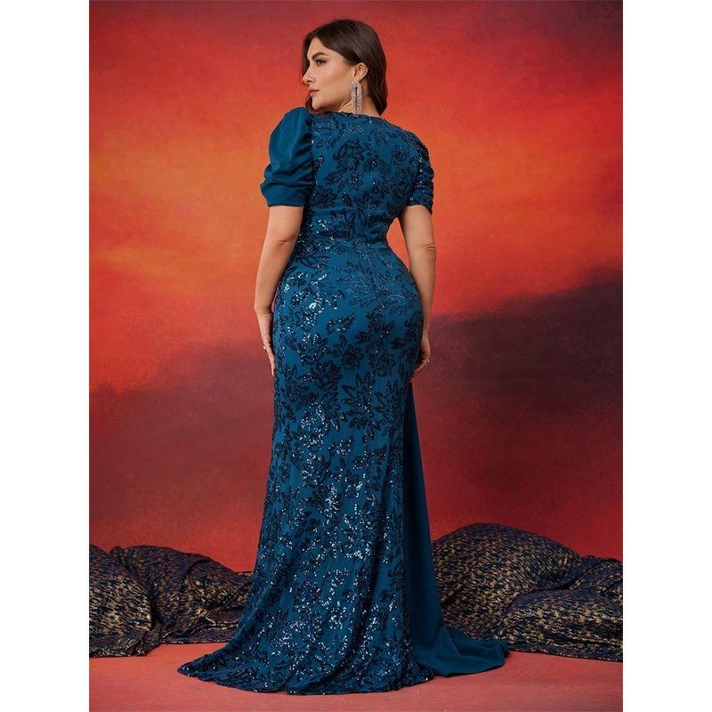 Plus-Size Formal Dress, Long Gown, Post-Party Evening Wear, Cocktail Dress for Plus-Size Women, Big Party Dress