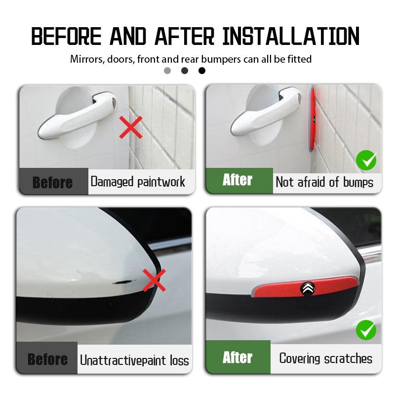 4Pcs Car Styling Door Side Edge Anti-collision Bumper Strip Sticker Rearview Mirror Anti-scratch Glue Sticker For Citroen C4 C3
