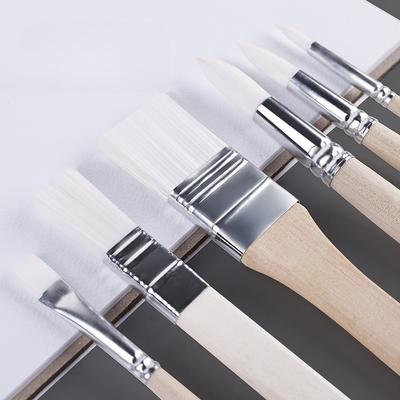 6-piece White Nylon Wool Short-stem Oil Painting Pen Set for Artists 'special Acrylic Paint Creation Brush Set