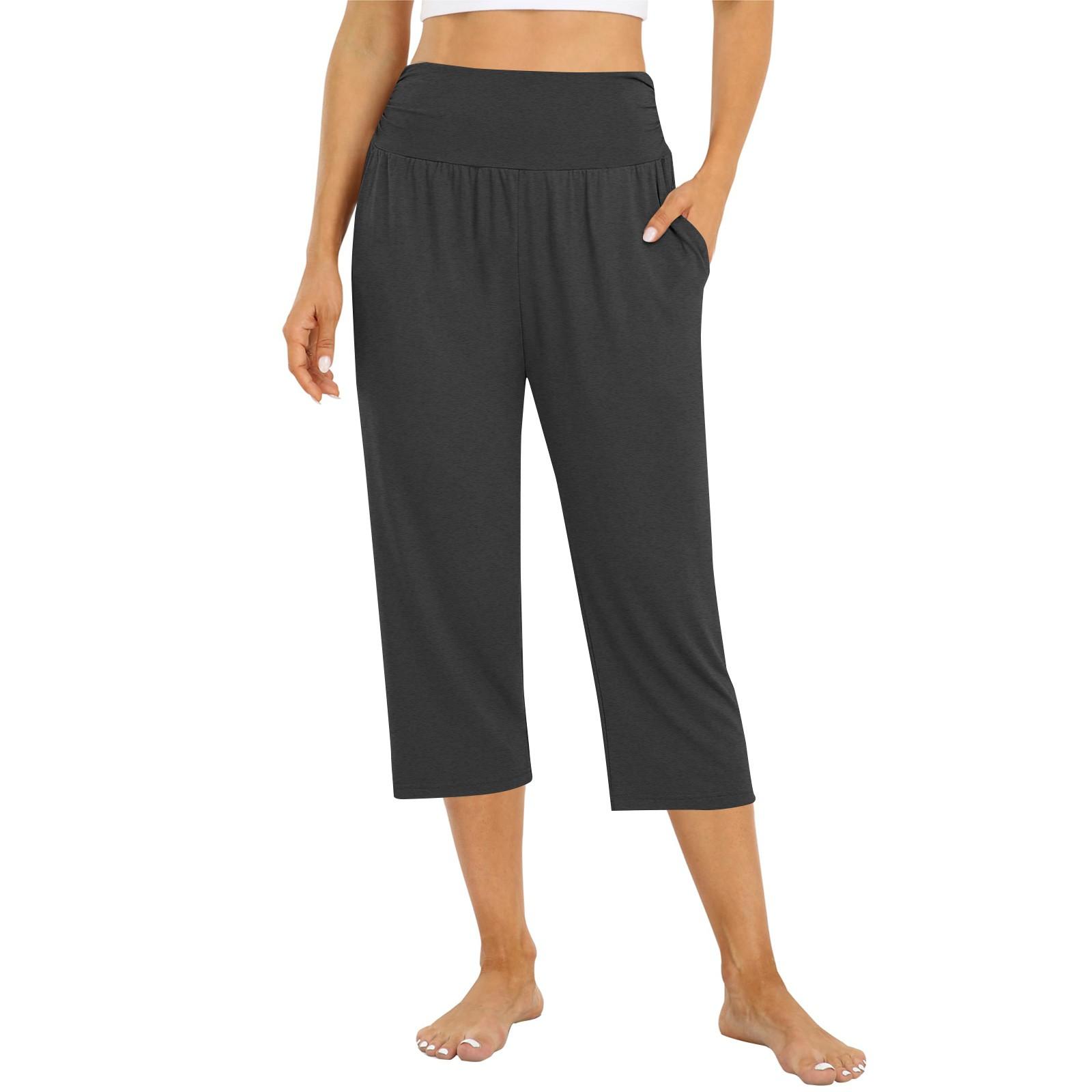 

Женские брюки летние свободные штаны для йоги удобные тренировочные штаны с карманами S