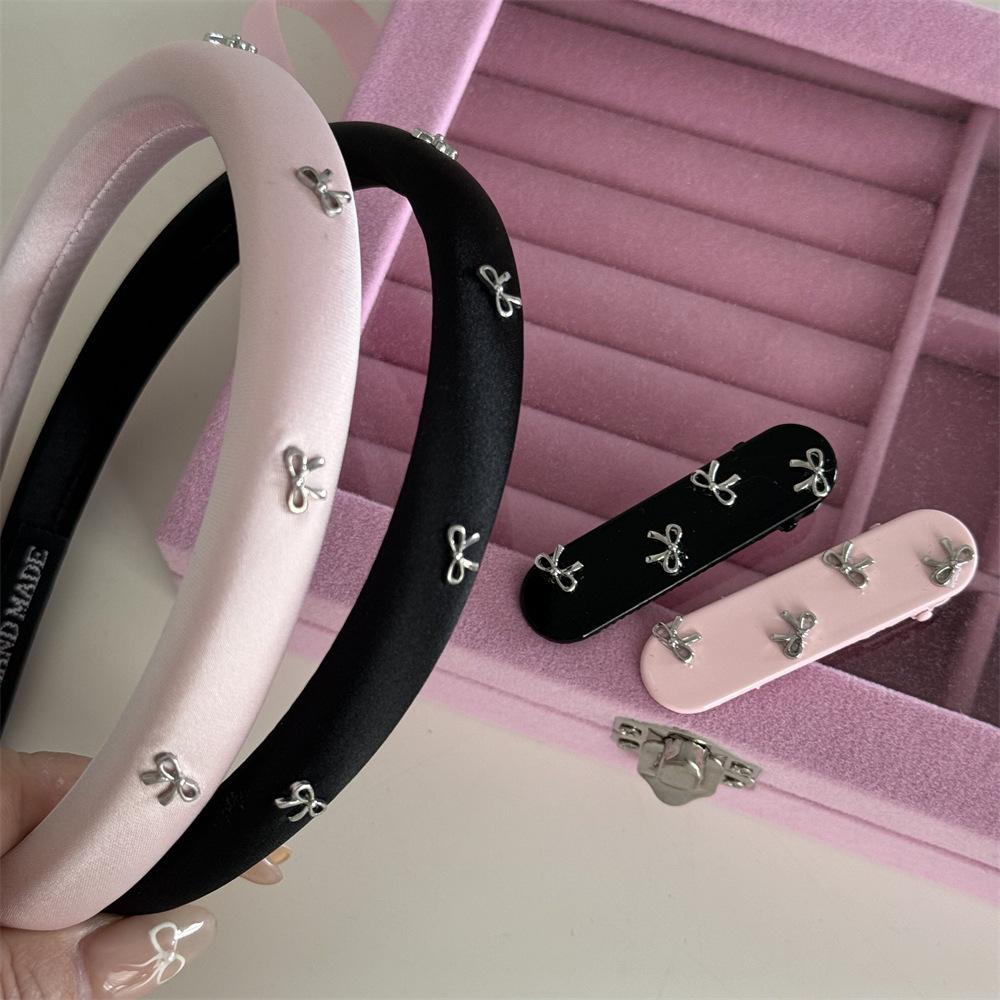 Sweet solid color bow headband Korean high cranial top pressure headband simple and versatile new hair accessories wholesale