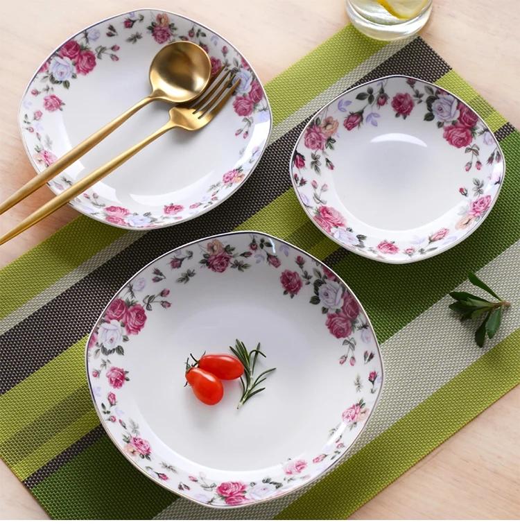 45%Bone China Dishes Light and Thin Western Steak Plate High Appearance Level Resterant Creative Plate Fruit Plat Dinner Plate