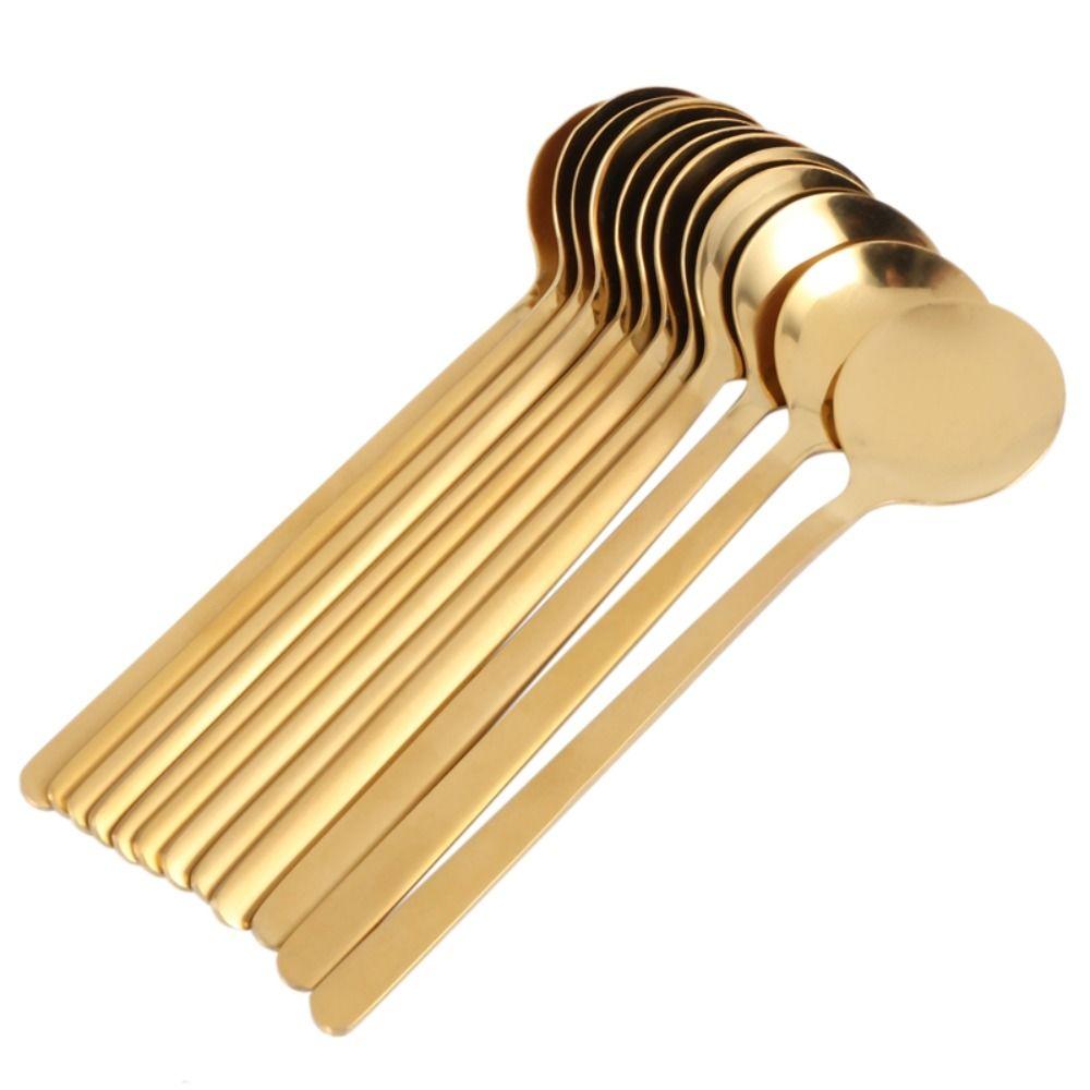 Gold Small Ice Cream Sugar Soup Tableware Dessert Spoon Stirring Spoon Coffee Spoon Teaspoon