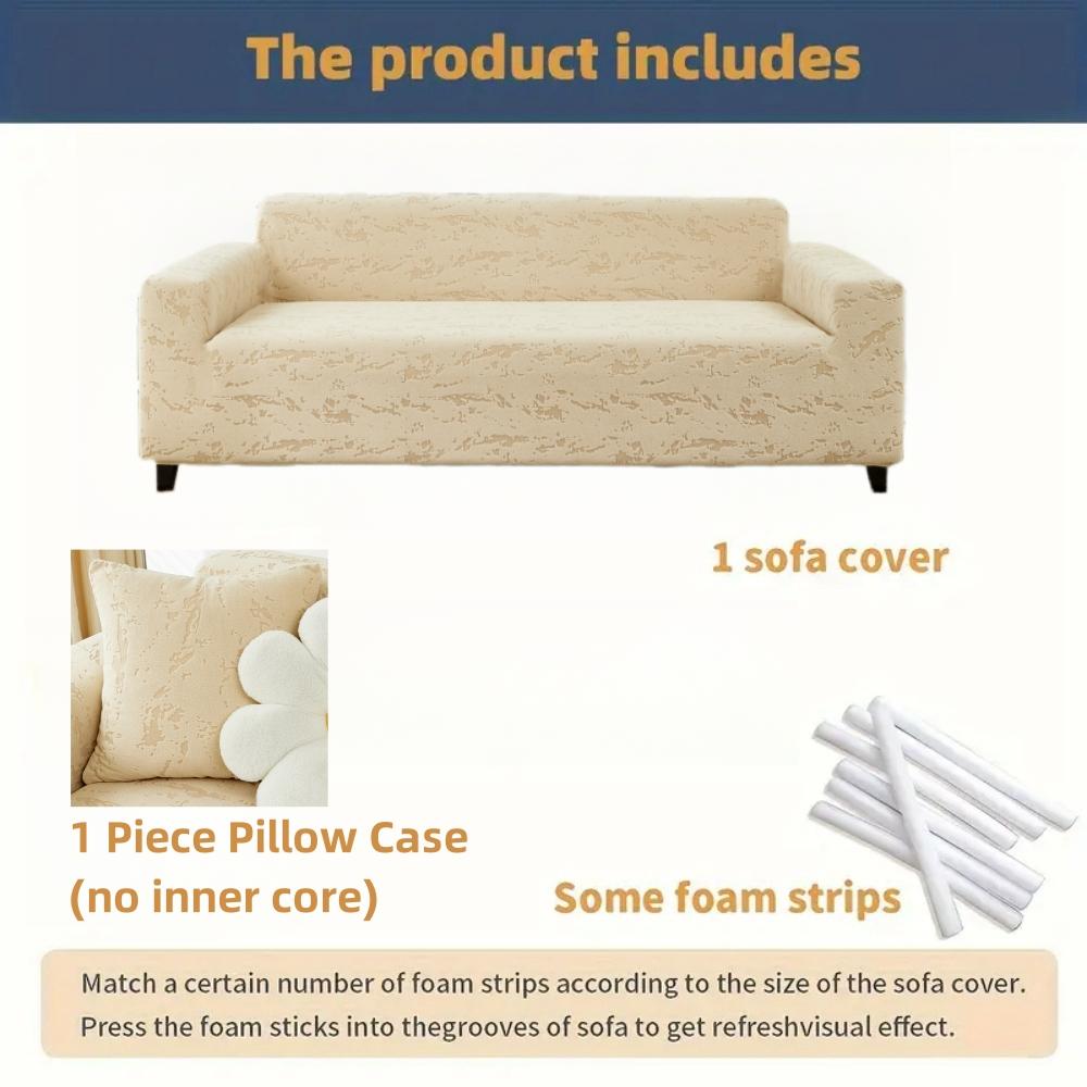 Water Repellent Thick Jacquard Solid Polar Fleece Sofa Cover for Living Room Elastic Universal 1/2/3/4 Seater Sofa Slipcover