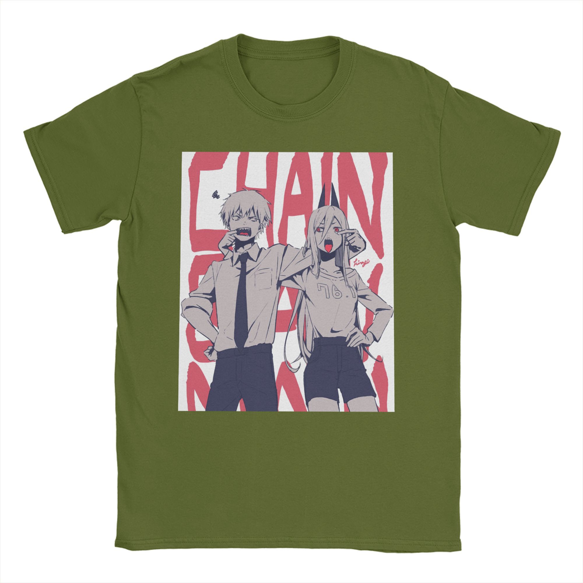 

Chainsaw Man Anime T-Shirt Men Women Power Higashiyama Kobeni Cotton Tee Shirt Round Neck Short Sleeve T Shirt Printed Clothing 4XL