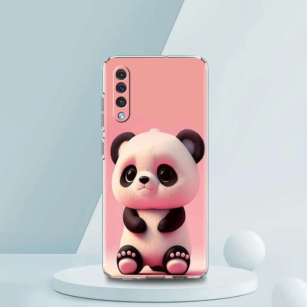 Cute Animal Panda Luxury Transparent Phone Case for Samsung Galaxy A12 A02 A03S A50 A70 A40 A10 A20 A30 Cover Silicone Shell Bag