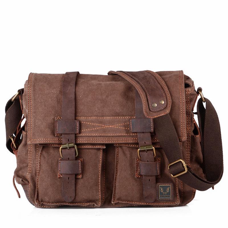 

Vintage Canvas & Leather Unisex Crossbody Bag