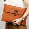 Document Storage Bag Leather Laptop Sleeve Leather Buckle Lock for Office
