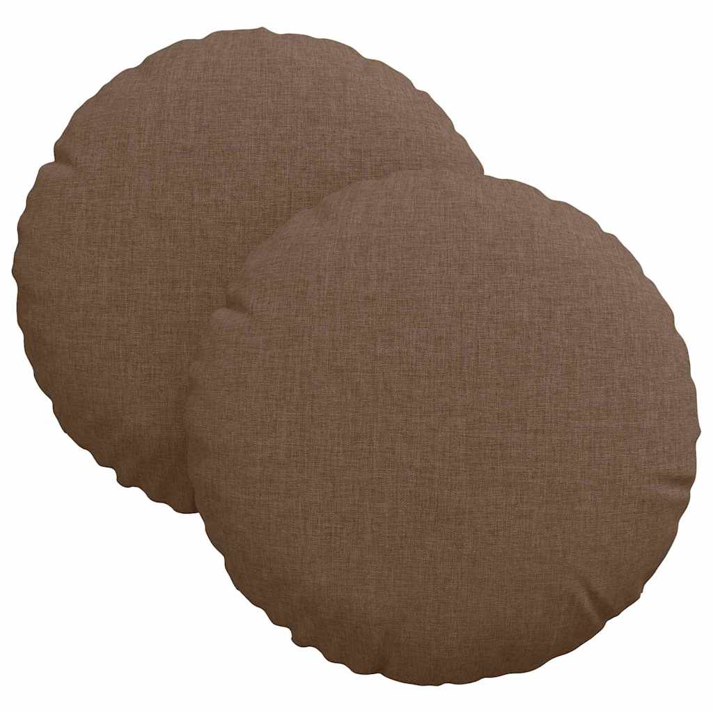 Seat Cushions 2 Pcs Brown Ø30 X 13 Cm Fabric