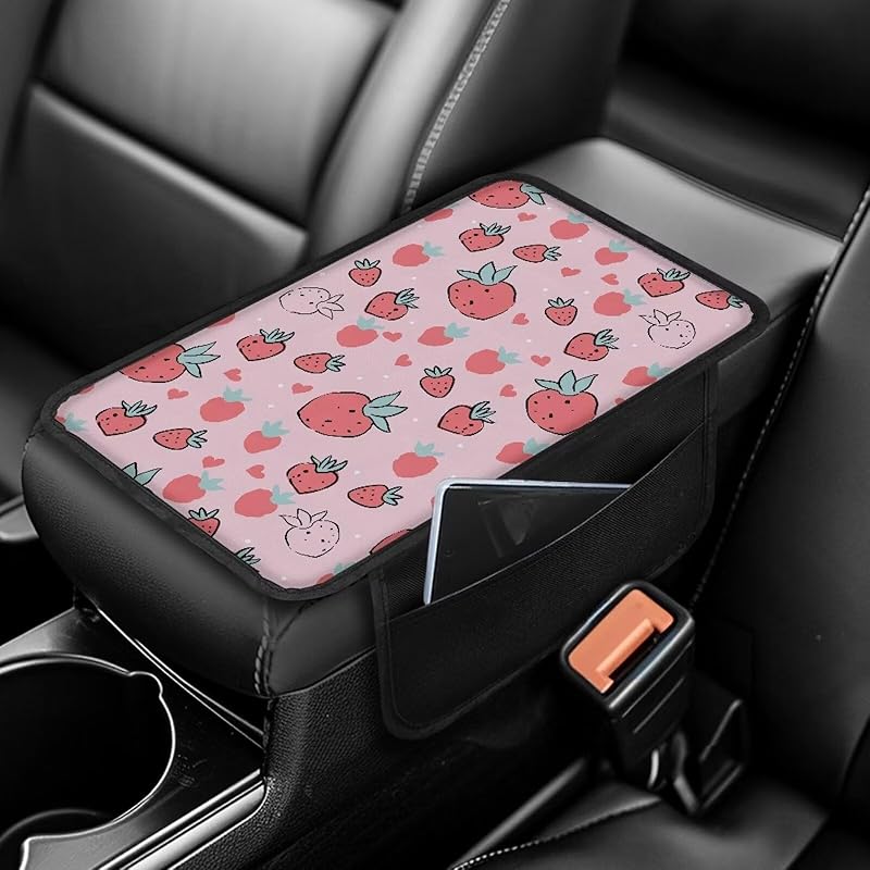 

Аксессуары для автомобиля Dreaweet Sea Turtle, чехол для центральной консоли, черный чехол для подлокотника автомобиля, накладка на подлокотник автомобиля с карманами, мягкие и удобные подушки для подлокотника земляничный