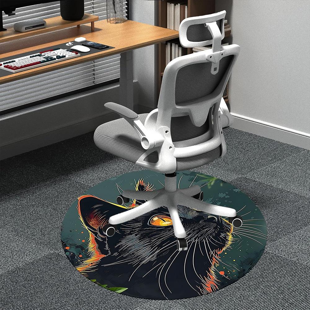 

1pc Black Cat Office Round Area Rug, Indoor Mat Suitable ForOffice, Under Office Chairs Bedroom Living Room Home Decor D003 80cm by 80cm