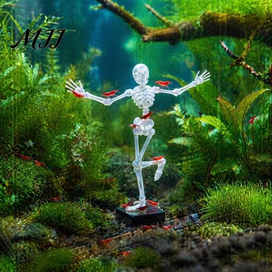 Ornamenti per Acquario Teschio Scheletro Danzante Decorazione con Bolle, Ornamento Mobile Pneumatico per Acquario Paesaggistica Acquatica con Aria da 1 Metro