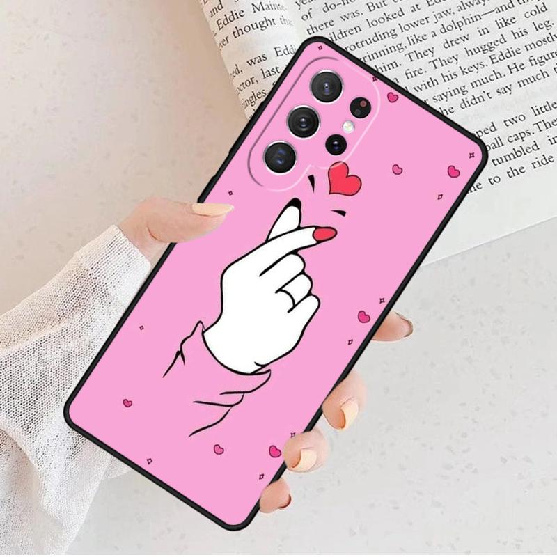 Kpop Finger Heart Phone Case For Samsung Galaxy S25 S23 S30 S8 S21 S20 FE S24 S22 Note 10 20 Plus lite Ultra