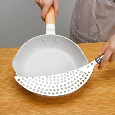 Topfsieb mit Griff, Edelstahl-Sieb, Pfanne, Topfsieb, Korb, rostfrei, halbmondförmig, Nudeln, Pasta, Obst, Gemüse, Lebensmittelsiebe für Zuhause