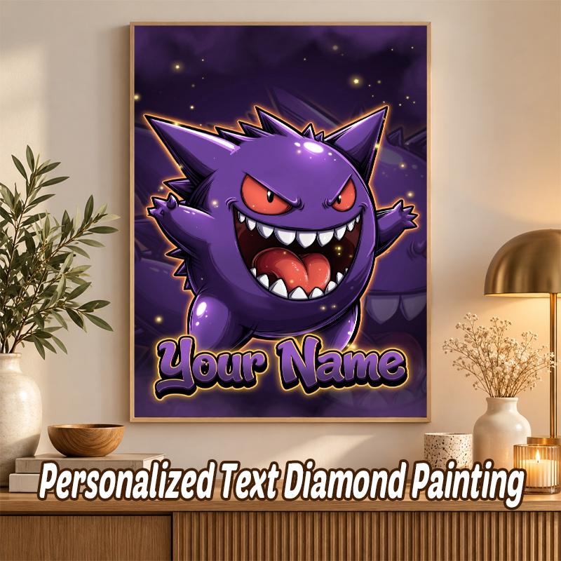 Gengar Custom Name Diamond Painting Personalized 5D Full Drill DIY Diamond Art Home Decor