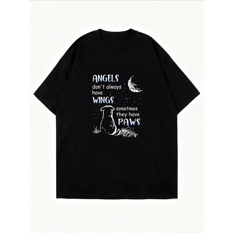 Cotton T Shirt White Angels Wings And Flaws Text Print Casual Everyday Wear