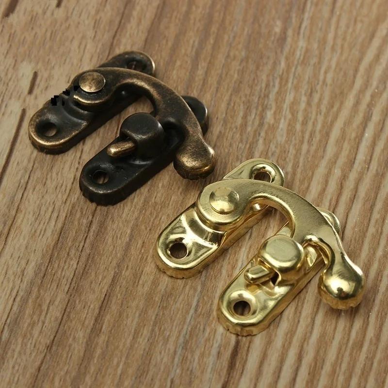 10PCS 32x27mm Antique Bronze Iron Padlock Hasp Hook Lock for Mini Jewelry Wooden Box with Screws Furniture Hardware