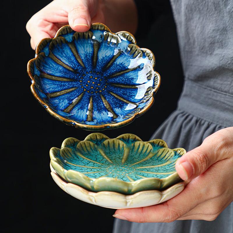 Ru Han Retro Kiln-Glazed Ceramic Lotus Leaf Plate