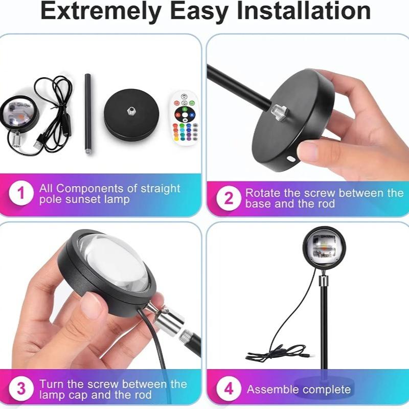 USB Sunset Lighting Ambient Projection Night Light for Home Décor, Relaxing Lighting in Bedroom and Living Room