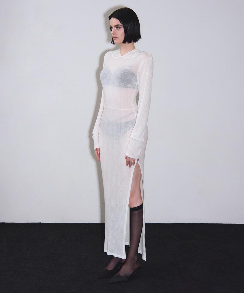 VINAJ Hooded Long Dress Cover-Up (White)