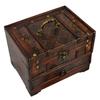 Intricate Carved Retro Distressed Storage Box Creative Dressing Box Wooden Treasure Box  Rings