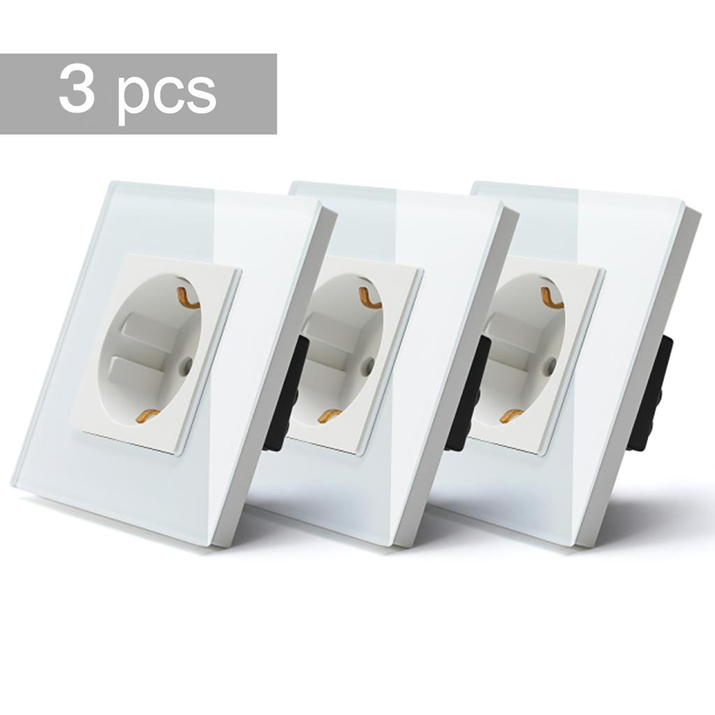 BSEED Touch Lichtschalter 1-fach 3-Wege für Treppenhaus Flur Korridor EU Standard Glasplatte Blaue Hintergrundbeleuchtung 10A 3er-Pack
