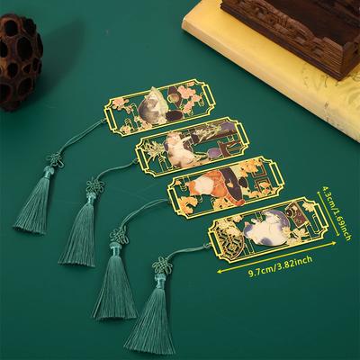 Chiński Styl Kot Mosiężna Zakładka Frędzel Zawieszka Klips do Książki Metalowy Znak Strony Prezent dla Ucznia Artykuły Papiernicze Artykuły Szkolne Biurowe