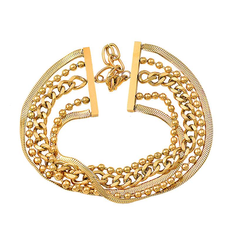 

5-слойная широкая версия из титана и титановой стали, золотой браслет с переплетением