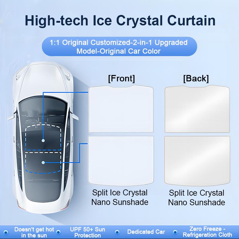 For BYD Seal EV 2022 2023 2024 2025 Ice Crystal Sunroof Sunshades Roof Split Sun Shades Glass Anti UV Sun Protection Accessories