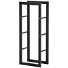 Metal Firewood Log Holder Tall Firewood Rack Indoor Outdoor Fireplace Wood Storage Shelf with Side Rails, Rust-Resistant, Black, 40W x 25D x 100H cm