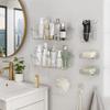 Bathroom Wall Shelf with Open Base, Adhesive Shower Storage Rack for Mounting of Bottles, Soap and Daily Use Items near Sink Side Storage