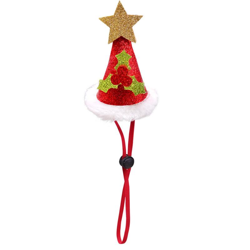Pet Lace Christmas Hat Headdress Adjustable Drawstring Design Pet Supplies For Christmas Parties