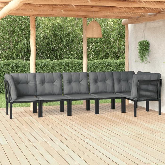 VidaXL Garden Lounge Set 6 Pcs, Patio Furniture Set, Outdoor Furniture, Patio Chair, Modern, Black and Grey 3187755