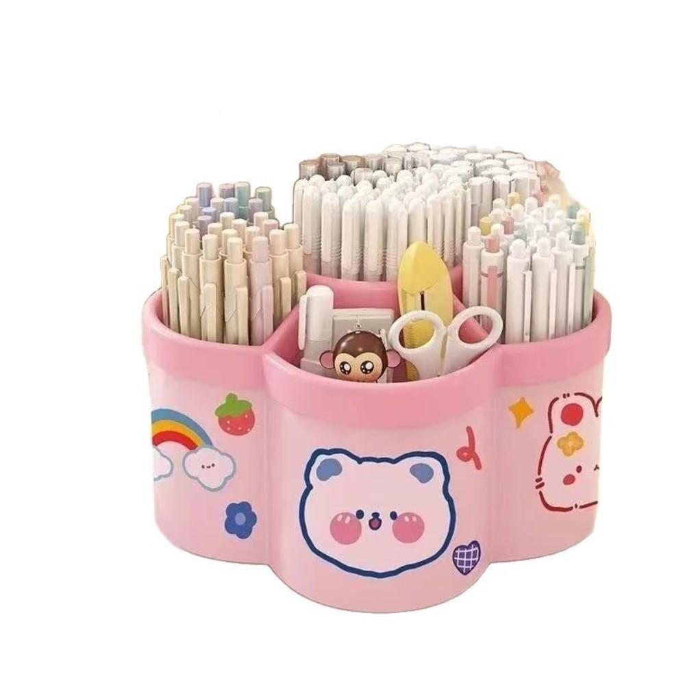 Large Capacity Rotating Storage Box Plastic Rotating Makeup Brush Cylinder  Desktop