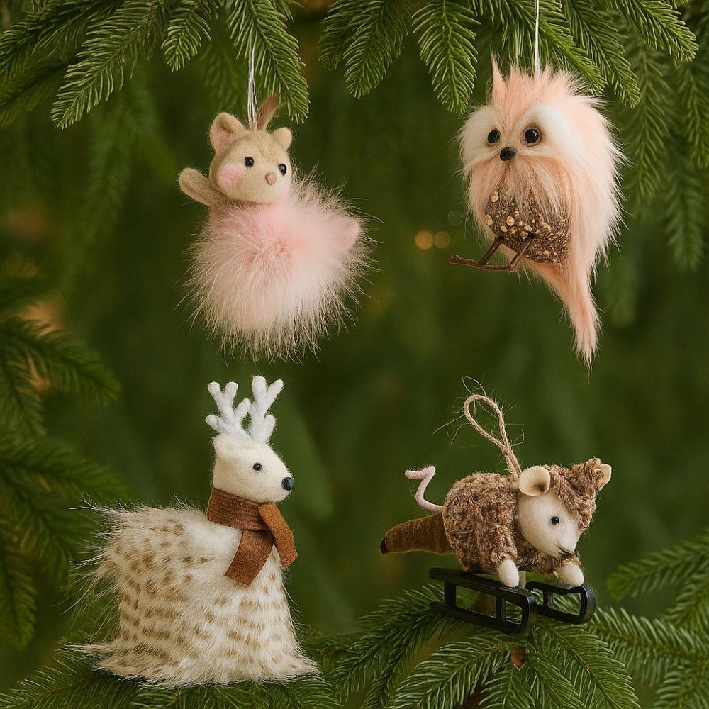 Felt Xmas Tree Pendants Cartoon Christmas Doll Pendant Simulation Owl Ornament  Holiday Decor